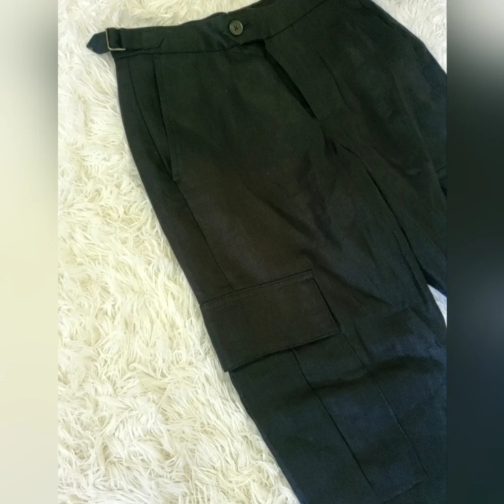 Banana Republic Heritage Expedition Linen Cargo Pants Black Size 0 NWT RT$130